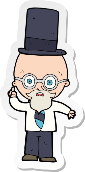 Bir insan tarafından çizilmiş silindir şapkalı bir adamın çıkartması.