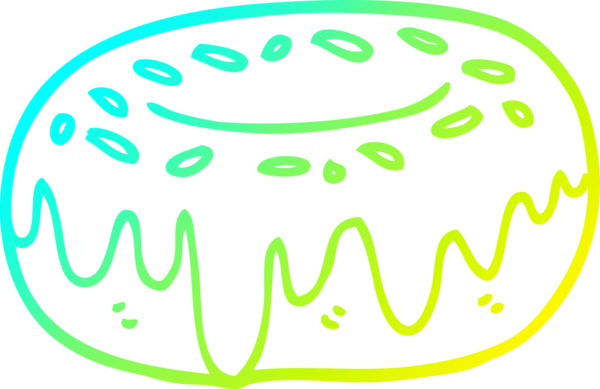 Bir insan tarafından çizilmiş soğuk gradyan bir çizgi film çöreği çizimi.