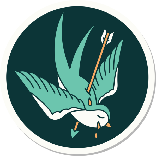 Dövme çıkartması, geleneksel bir kırlangıç stili. Bir insan tarafından çizilmiş ağlama sesi.