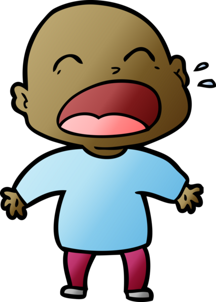 Bir insan tarafından çizilmiş kel adam diye bağıran çizgi film.