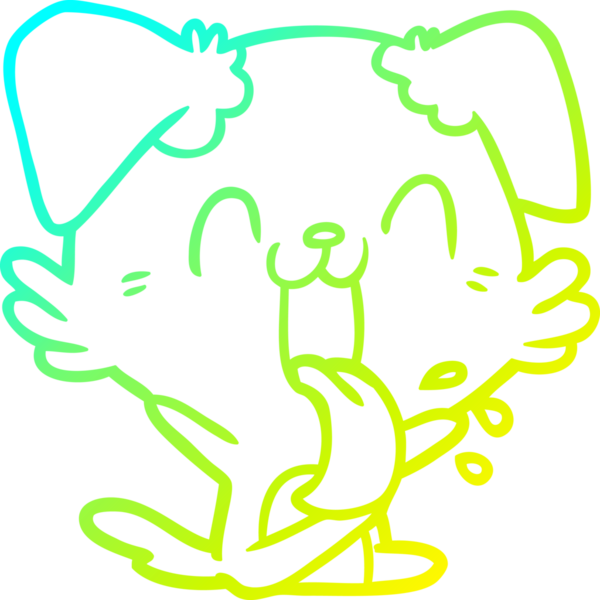 Bir insan tarafından çizilmiş, nefes nefese kalmış bir köpeğin çizimi.