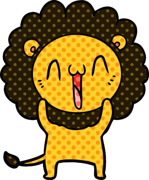 Bir insan tarafından çizilmiş mutlu çizgi film aslanı.