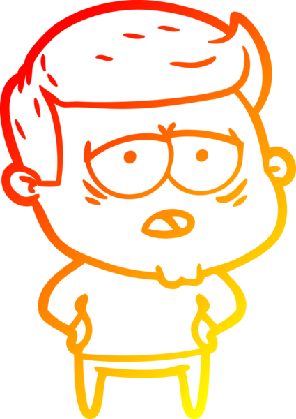 Bir insan tarafından çizilmiş, yorgun bir adamın çizgi çizimi.