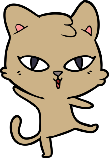 Bir insan tarafından çizilmiş çizgi film kedisi.