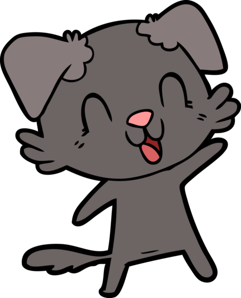 Bir insan tarafından çizilmiş gülen çizgi film köpeği.