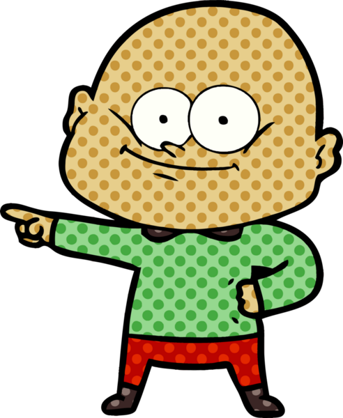 Bir insan tarafından çizilmiş kel bir adam.