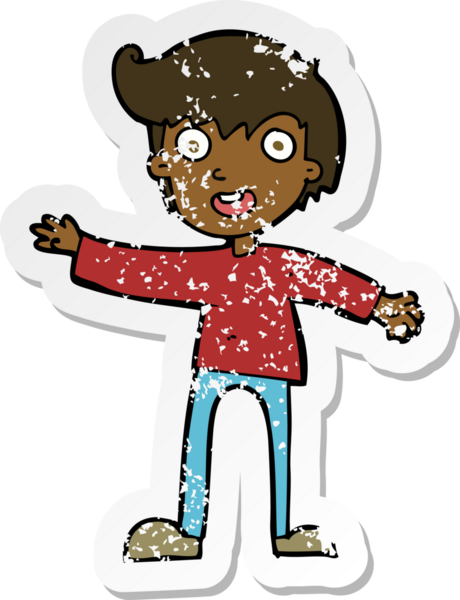 Bir insan tarafından çizilmiş heyecanlı bir çizgi filmin gerilimli çıkartması.