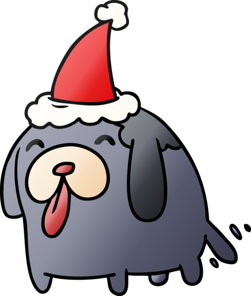 Bir insan tarafından çizilmiş Kawaii köpeğinin el çizimi gradyan çizgi filmi.