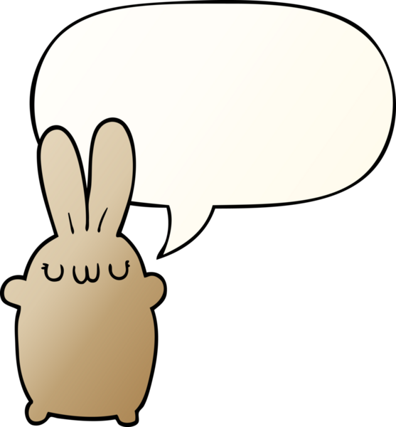 Bir insan tarafından çizilmiş, konuşma baloncuklu çizgi film tavşanı.