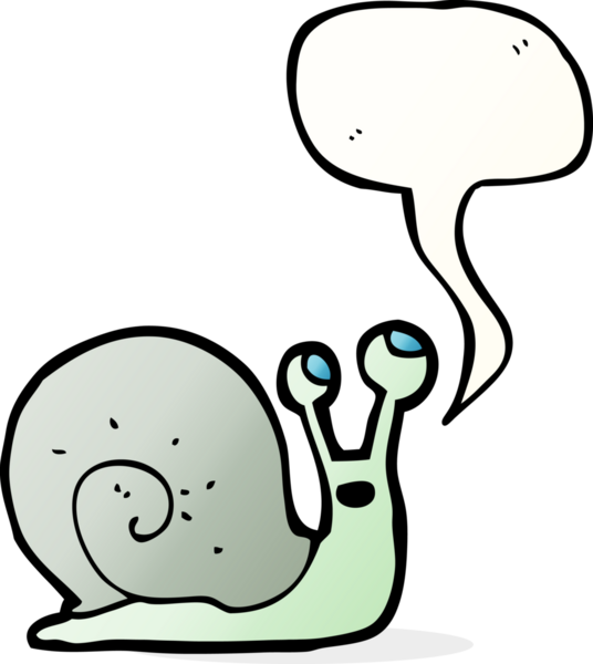 bir insan tarafından çizilmiş konuşma balonlu çizgi film salyangozu