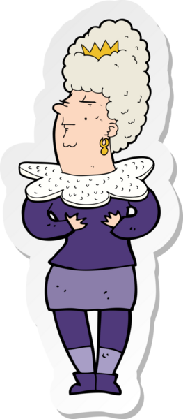 Bir insan tarafından çizilmiş bir karikatür aristokrat kadının çıkartması.