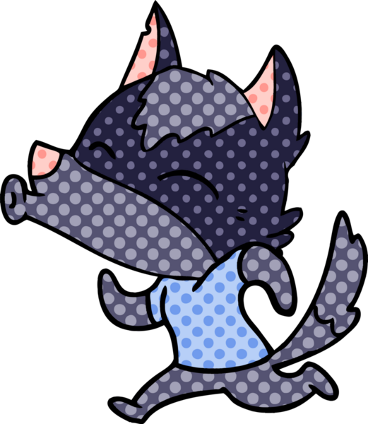 Bir insan tarafından çizilmiş giysiler içinde uluyan kurt çizgi filmi.