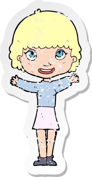 Bir insan tarafından çizilmiş bir karikatür kadının gerilmiş çıkartması.