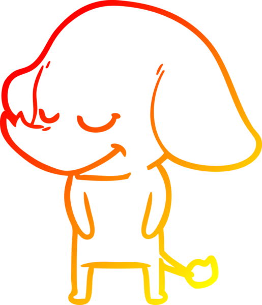 Bir insan tarafından çizilmiş gülümseyen bir filin sıcak çizgi çizimi