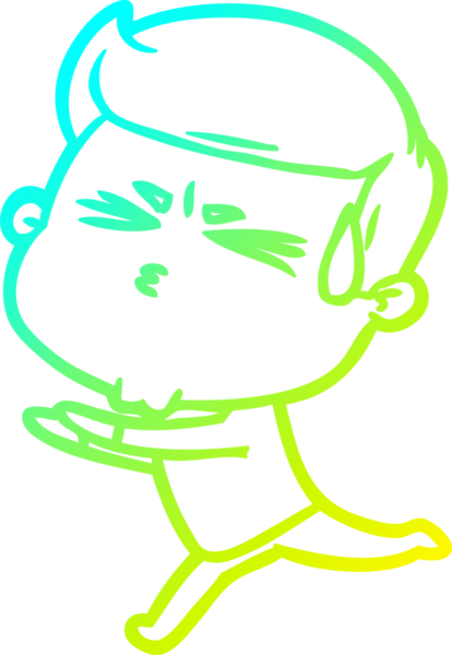 Bir insan tarafından çizilmiş terleyen bir çizgi film karakteri çizimi.