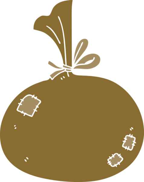 Bir insan tarafından çizilmiş garip bir çizgi film çuvalı.