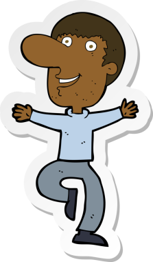 Bir insan tarafından çizilmiş mutlu bir adamın çıkartması.