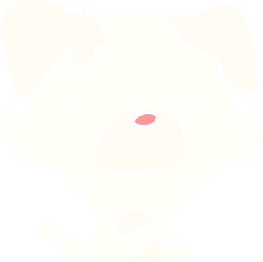 Bir insan tarafından çizilmiş düz renkli çizgi film köpeği.