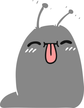 Bir insan tarafından çizilmiş mutlu bir kawaii sümüklüböceğinin serbest çizimi.