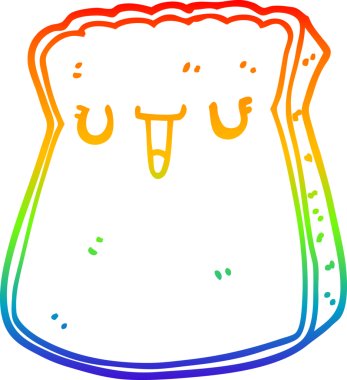 gökkuşağı gradyan çizgisi bir insan tarafından çizilmiş bir ekmek karikatürü