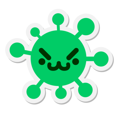 Bir insan tarafından çizilmiş zalim hayvan virüsü etiketi.