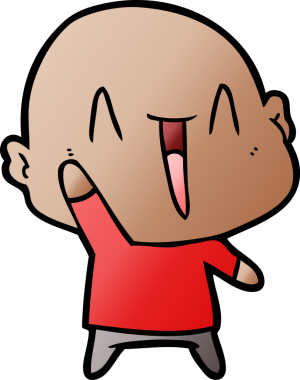 Bir insan tarafından çizilmiş mutlu, kel adam.