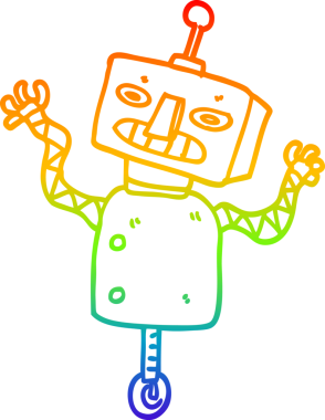 gökkuşağı gradyan çizgisi bir insan tarafından çizilen tekerlek üzerindeki çizgi robot çizimi