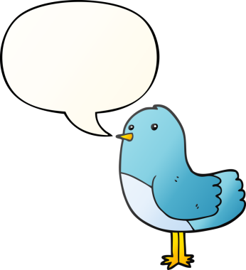 bir insan tarafından çizilmiş yumuşak eğimli konuşma baloncuklu çizgi film kuşu