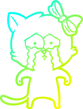 Bir insan tarafından çizilen çizgi film kedisinin soğuk gradyan çizgisi.