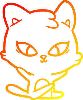 Bir insan tarafından çizilmiş sevimli bir çizgi film kedisinin sıcak çizgi çizgisi.