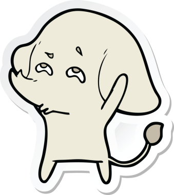 Bir insan tarafından çizilmiş karikatür filinin çıkartması.