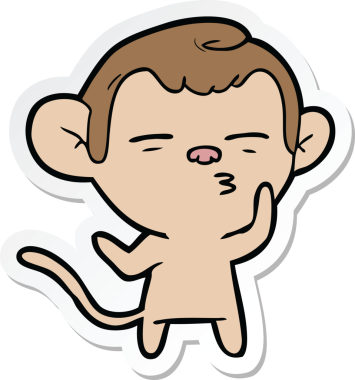 Bir insan tarafından çizilmiş şüpheli bir maymunun çıkartması.