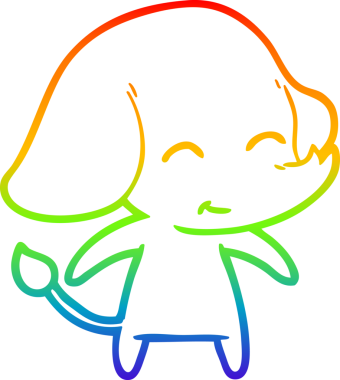 Gökkuşağı gradyan çizgisi bir insan tarafından çizilmiş şirin bir fil çizimi