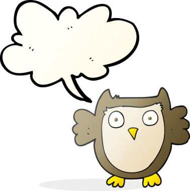 Bir insan tarafından çizilmiş serbest konuşma balonu karikatürü baykuşu