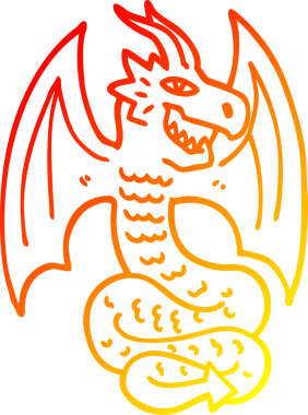 Bir insan tarafından çizilmiş bir ejderhanın sıcak çizgi çizimi