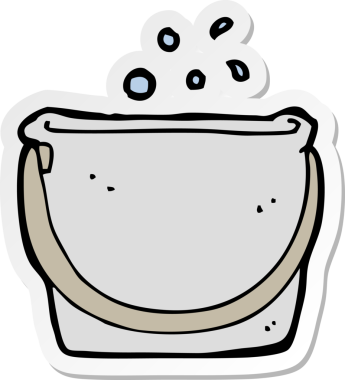 Bir insan tarafından çizilmiş karikatür kovası çıkartması.