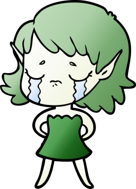 Bir insan tarafından çizilmiş ağlayan elf kızı.