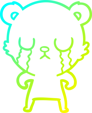 Bir insan tarafından çizilmiş ağlayan çizgi film ayısının soğuk gradyan çizgisi.