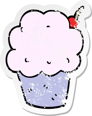 Bir insan tarafından çizilmiş karikatür kekinin sıkıntılı çıkartması.