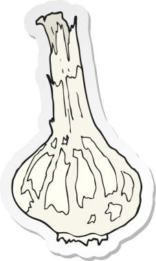 Bir insan tarafından çizilmiş sarımsak karikatürü çıkartması.