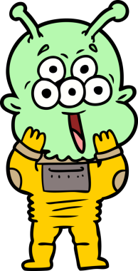 Bir insan tarafından çizilmiş mutlu bir uzaylı çizgi filmi.