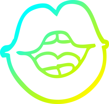 Bir insan tarafından çizilen kırmızı dudakların soğuk gradyan çizgisi