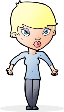 Bir insan tarafından çizilmiş omuz silken çizgi filmdeki kadın.