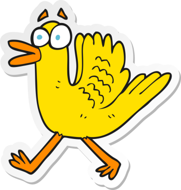 Bir insan tarafından çizilmiş kanat çırpan ördeğin çıkartması.