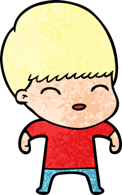 Bir insan tarafından çizilmiş mutlu çizgi film çocuğu.