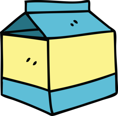 Bir insan tarafından çizilmiş tuhaf bir karton meyve suyu çizilmiş.