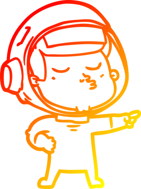 Bir insan tarafından çizilmiş kendinden emin bir astronotun sıcak çizgi çizimi