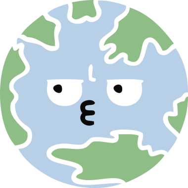 Bir insan tarafından çizilmiş düz renkli bir yeryüzü çizgi filmi.