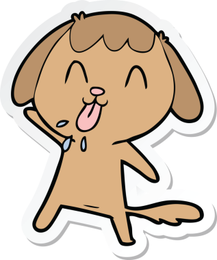 Bir insan tarafından çizilmiş şirin bir köpeğin çıkartması.