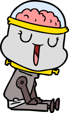 Bir insan tarafından çizilmiş mutlu çizgi film robotu